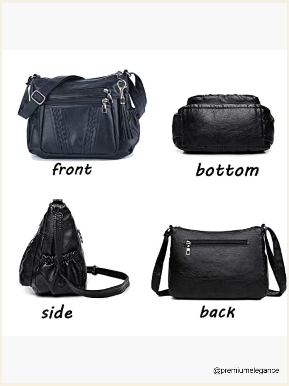 PU Leather Crossbody Bag with Multiple Pockets - Lightweight Shoulder Bag - Picture 5 of 7